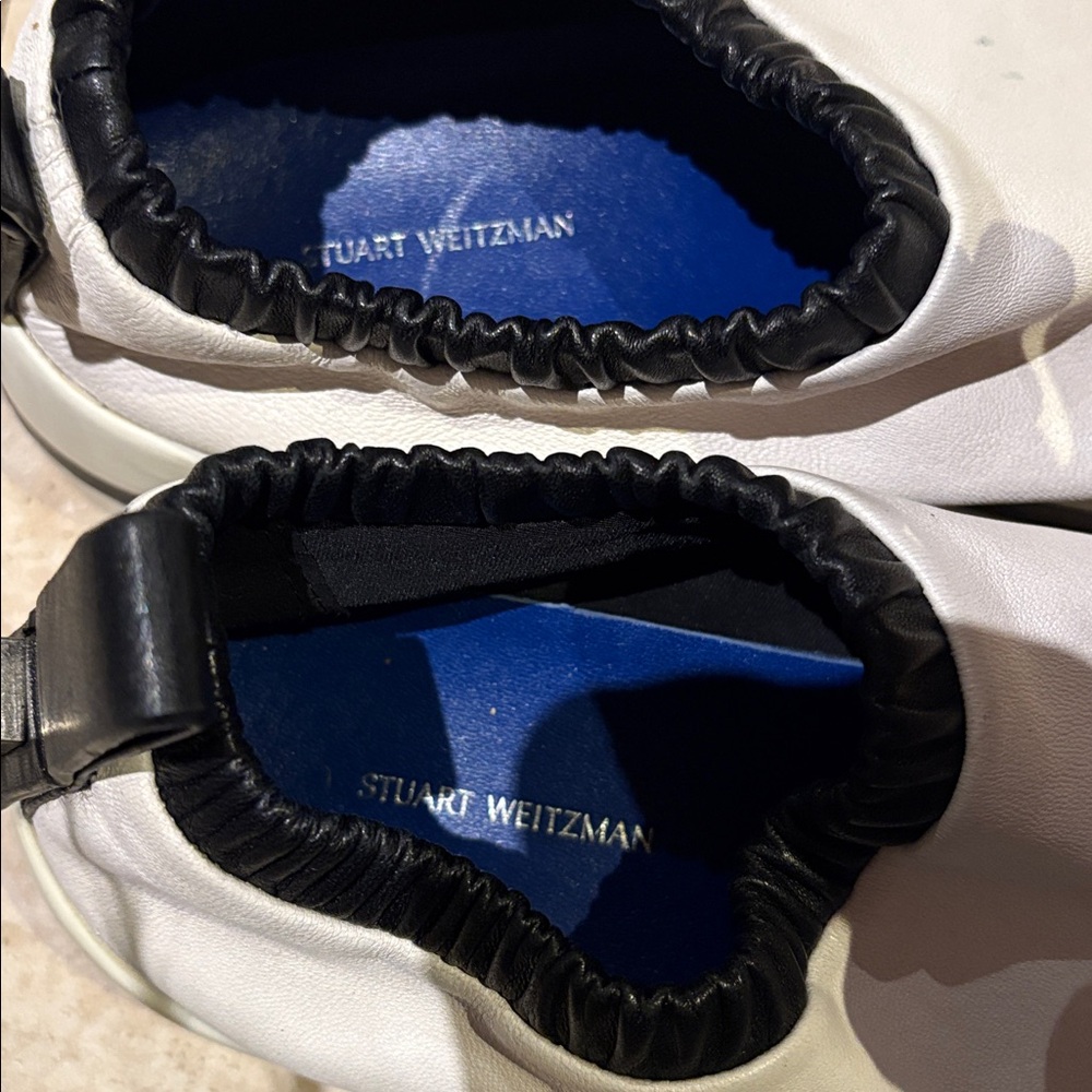 Stuart Weitzman White and Black Slip-On Shoes - Picture 4 of 5